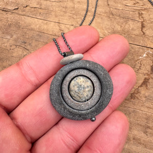 Spinner Stone in Stone Necklace by Lakestone Jewelry