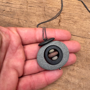 Spinner Stone in Stone Necklace by Lakestone Jewelry