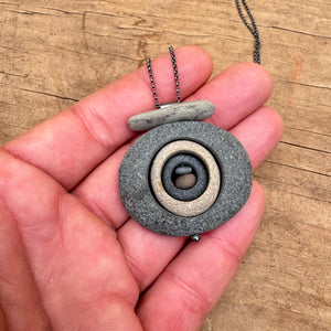 Spinner Stone in Stone Necklace by Lakestone Jewelry