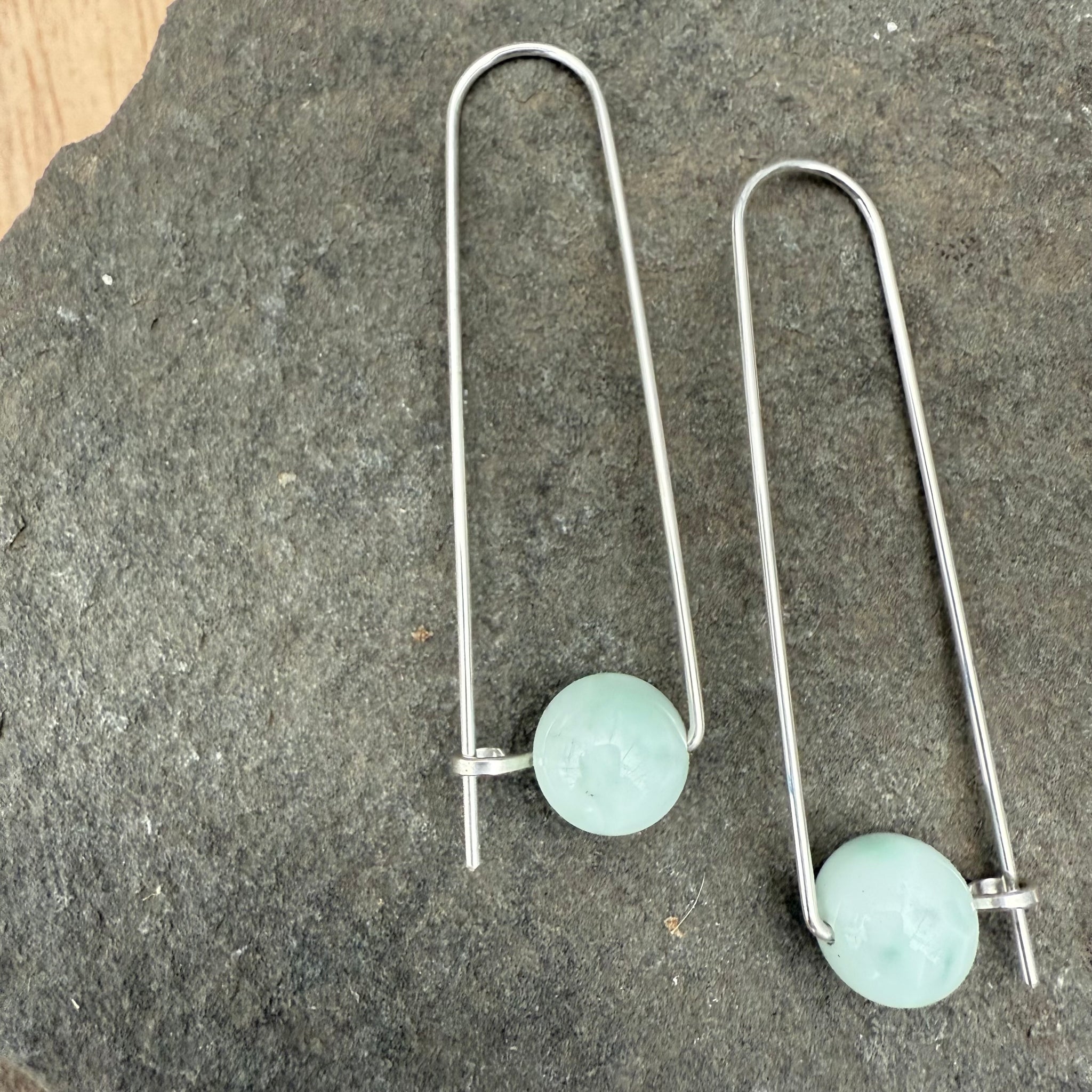 Sterling Silver Long Arch Earrings with Stones by Jovy Rockey