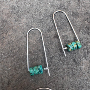 Sterling Silver Long Arch Earrings with Stones by Jovy Rockey