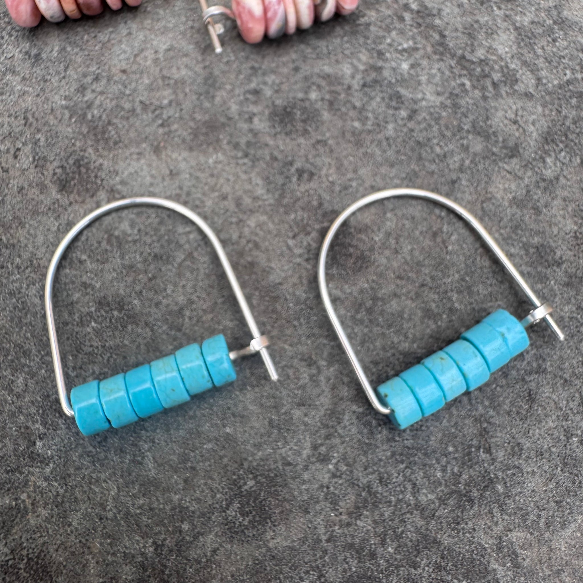 Sterling Silver Long Arch Earrings with Stones by Jovy Rockey
