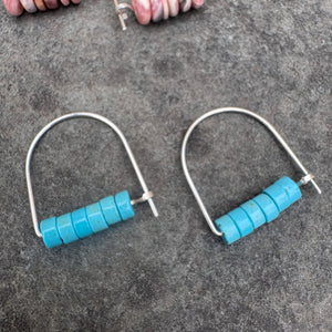 Sterling Silver Long Arch Earrings with Stones by Jovy Rockey