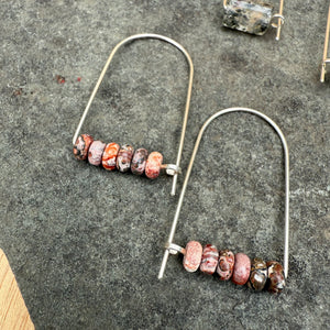 Sterling Silver Long Arch Earrings with Stones by Jovy Rockey