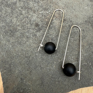 Sterling Silver Long Arch Earrings with Stones by Jovy Rockey