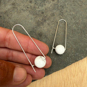 Sterling Silver Long Arch Earrings with Stones by Jovy Rockey