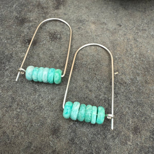 Sterling Silver Long Arch Earrings with Stones by Jovy Rockey