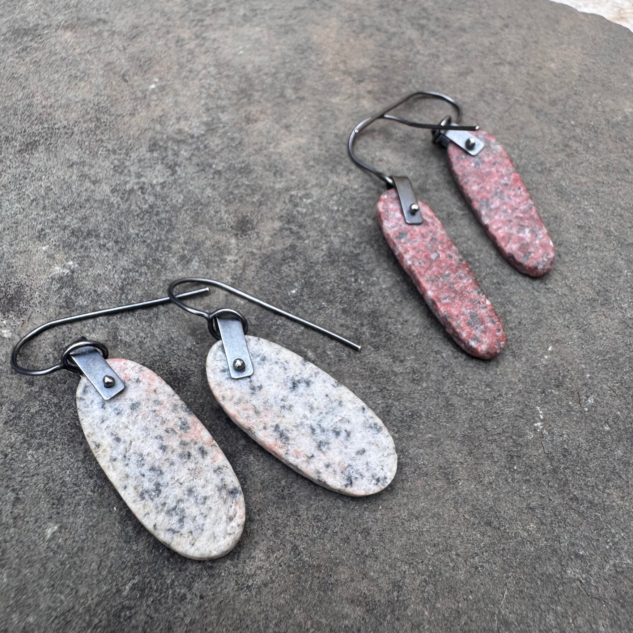 Stone Disc Earrings by Lakestone Jewelry