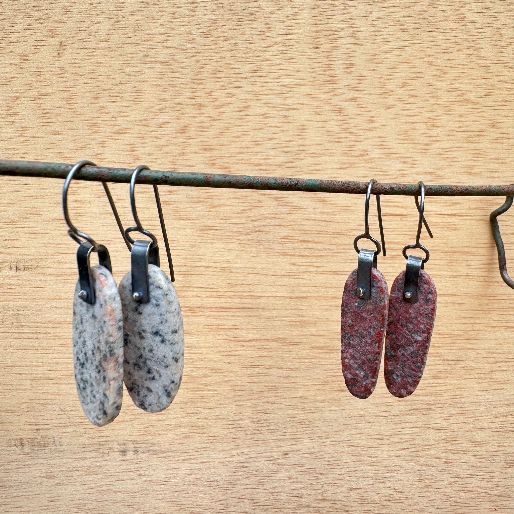 Stone Disc Earrings by Lakestone Jewelry