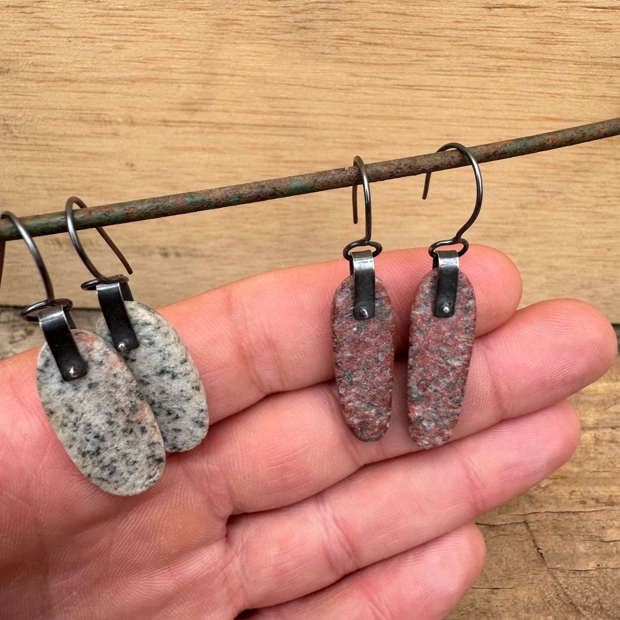 Stone Disc Earrings by Lakestone Jewelry