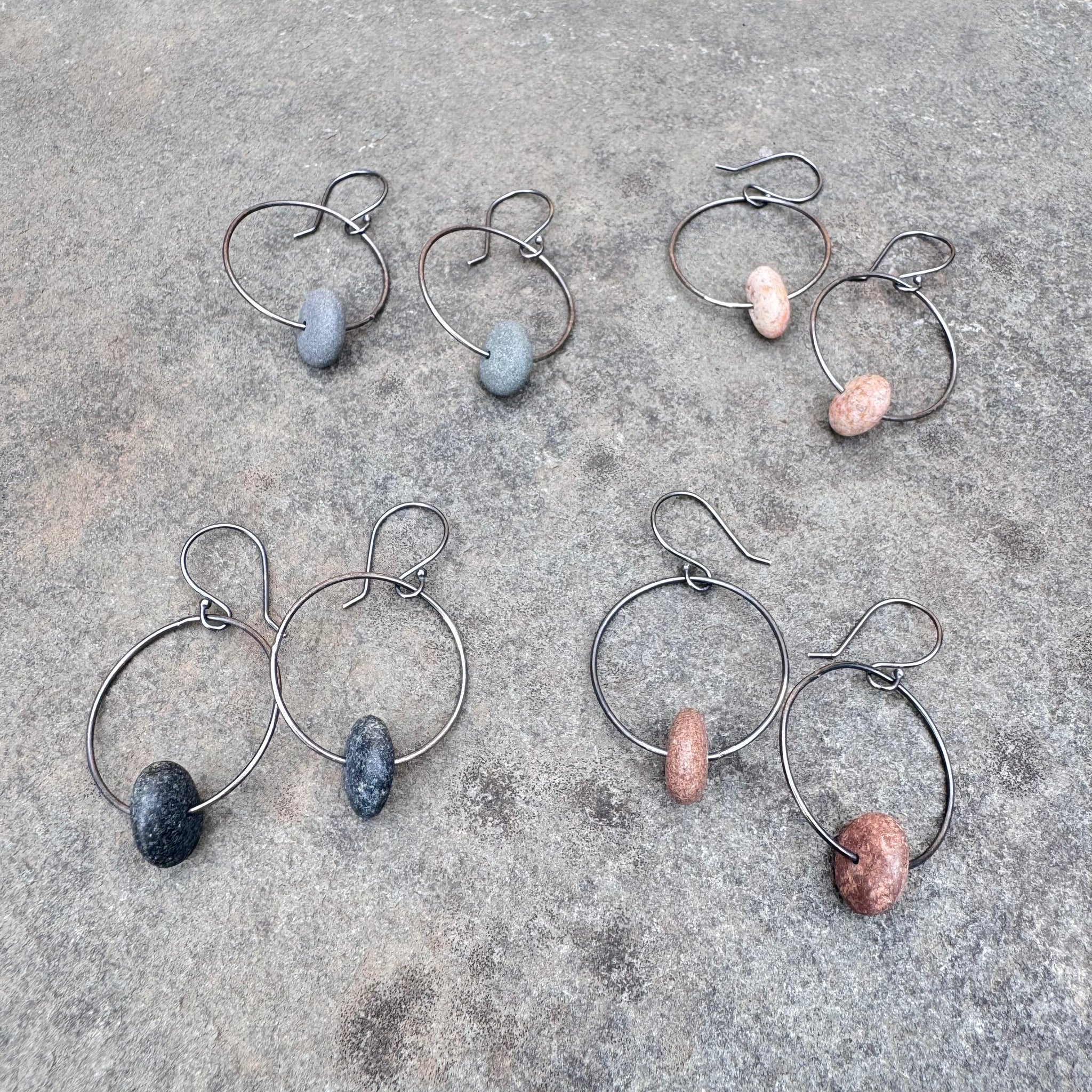 Stone Hoop Earrings by Lakestone Jewelry
