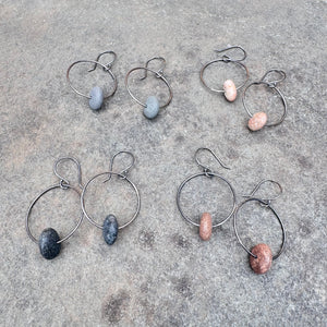 Stone Hoop Earrings by Lakestone Jewelry