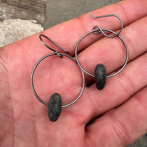 Stone Hoop Earrings by Lakestone Jewelry