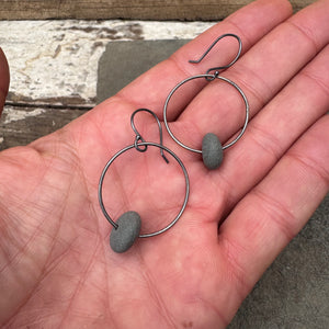 Stone Hoop Earrings by Lakestone Jewelry