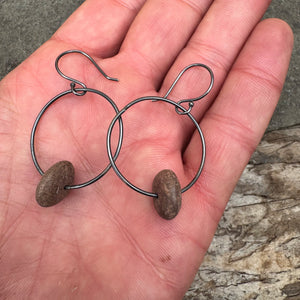 Stone Hoop Earrings by Lakestone Jewelry