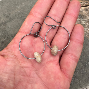 Stone Hoop Earrings by Lakestone Jewelry