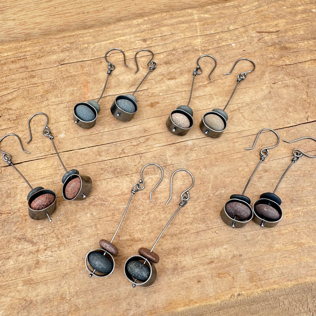 Stone on Contained Stone Earrings by Lakestone Jewelry