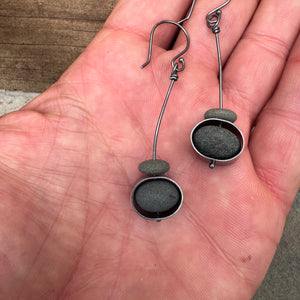 Stone on Contained Stone Earrings by Lakestone Jewelry