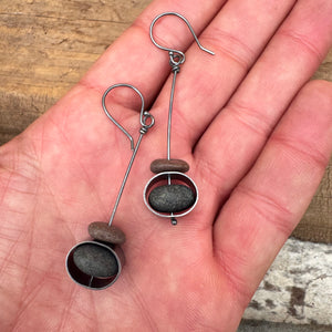 Stone on Contained Stone Earrings by Lakestone Jewelry
