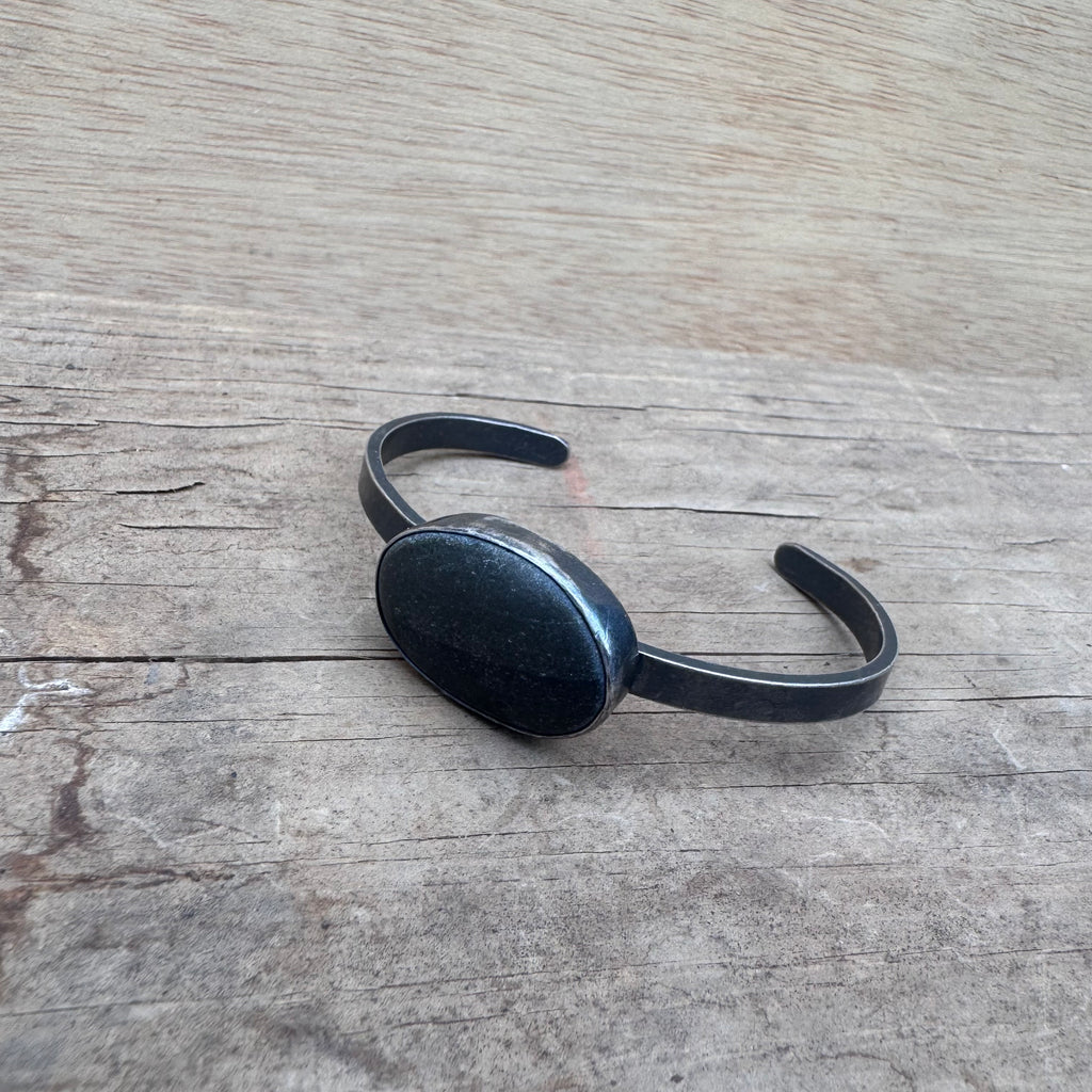 Stone with Thin Cuff by Lakestone Jewelry