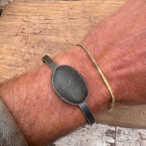 Stone with Thin Cuff by Lakestone Jewelry