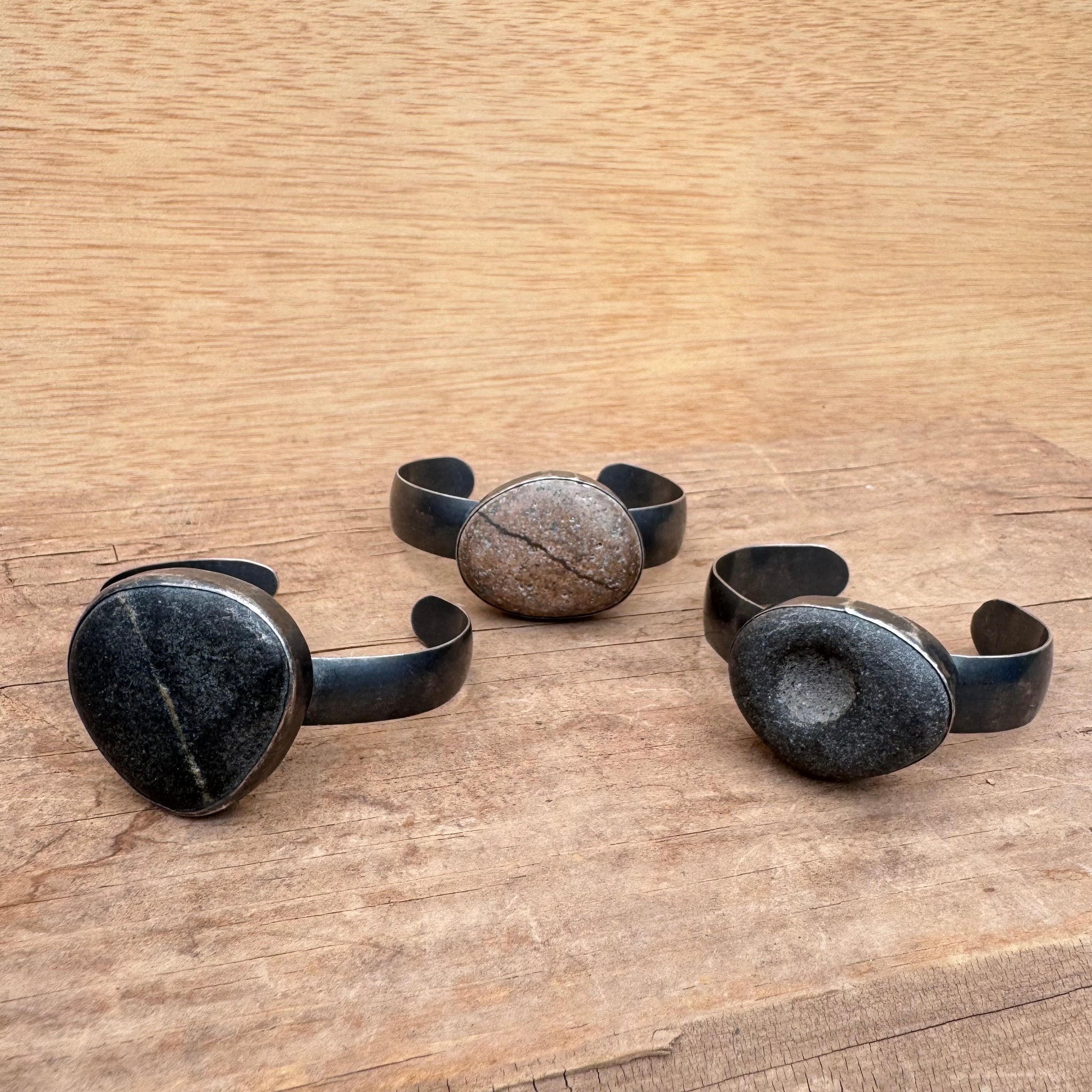 Stone with Wide Cuff by Lakestone Jewelry