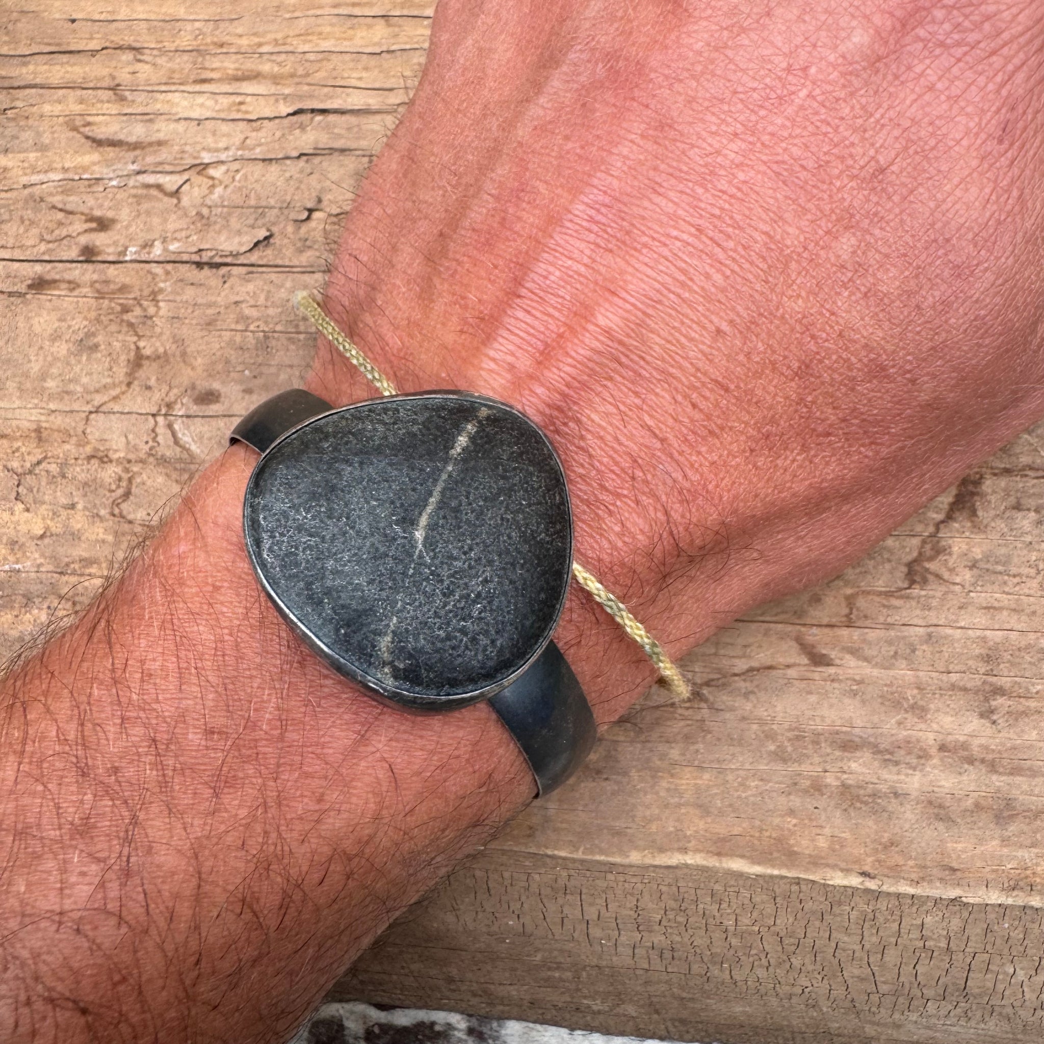 Stone with Wide Cuff by Lakestone Jewelry