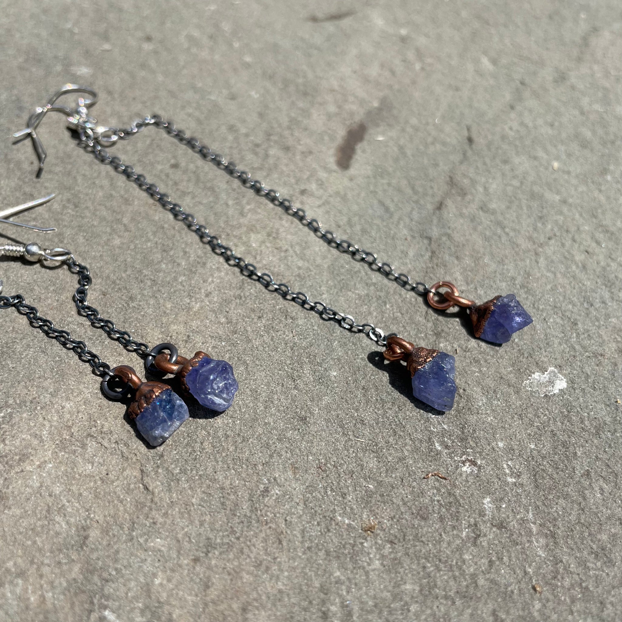 Tanzanite Chain Earrings by Hawkhouse