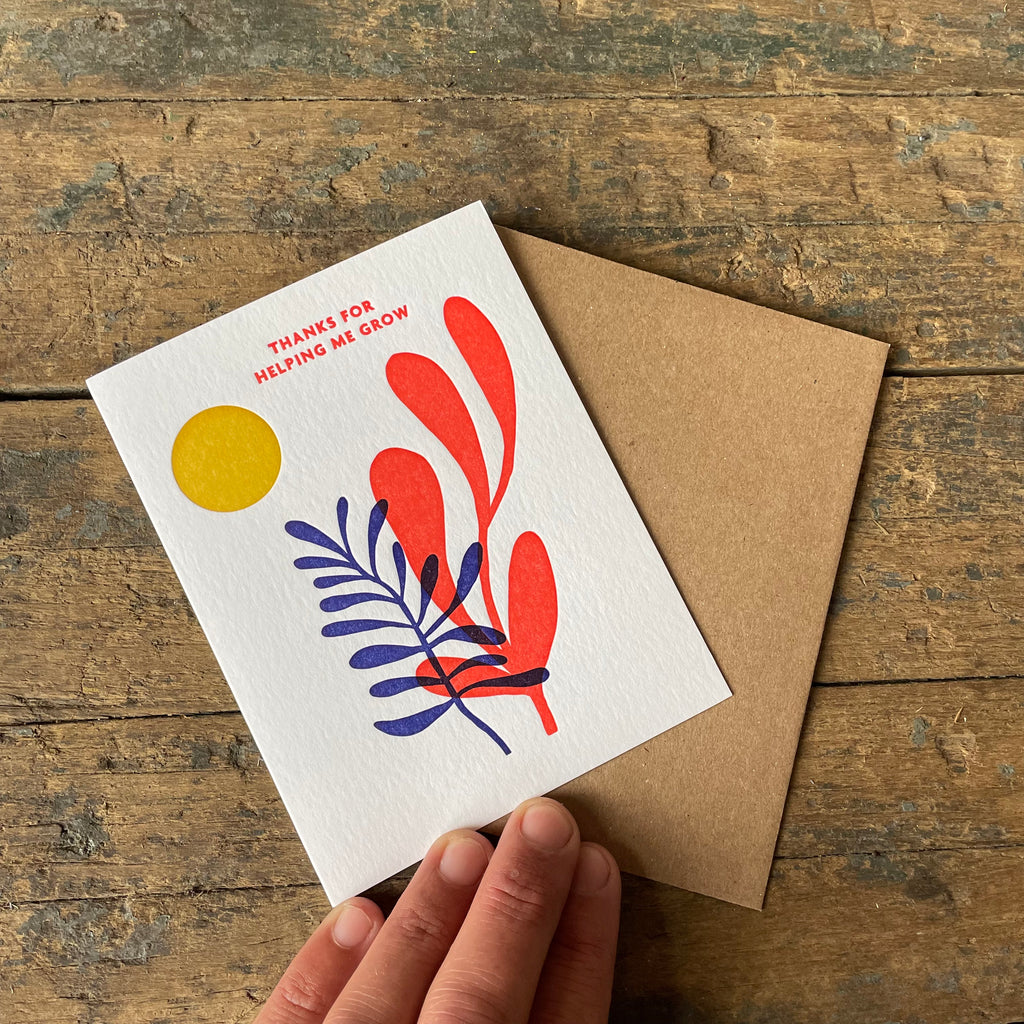 Thanks for Helping me Grow Greeting Card by Meshwork Press