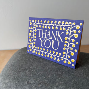 Thank you Card in French Ultramarine and Yellow by Cambridge Imprint