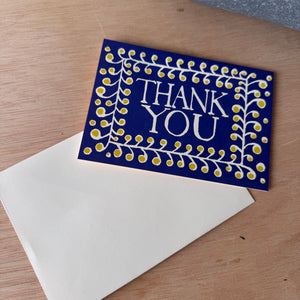 Thank you Card in French Ultramarine and Yellow by Cambridge Imprint