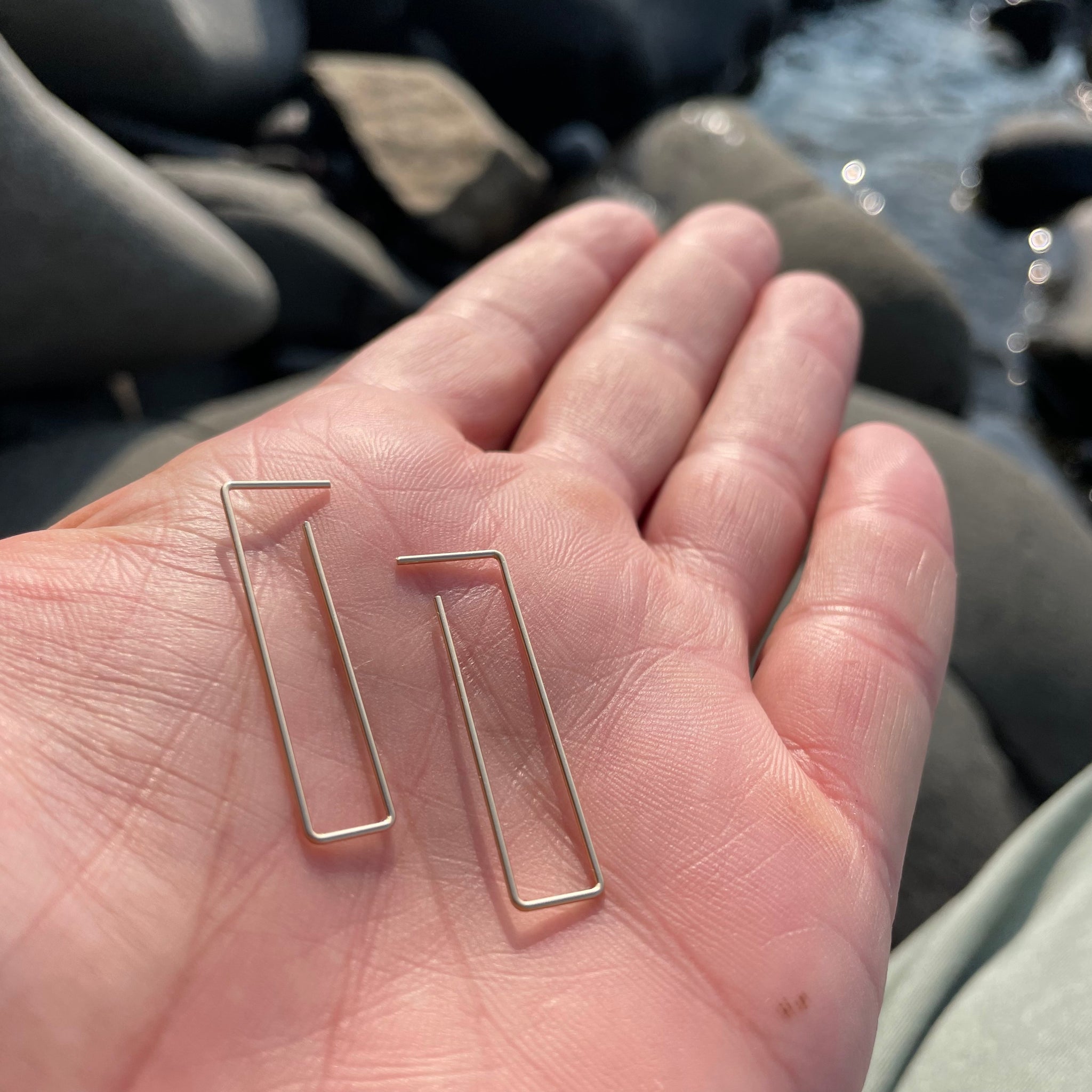Tiny Rectangle 14k Gold fill Earrings by 8.6.4 Design