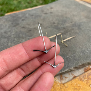 Tiny Seagull Dangle Earrings by Blackwing Metals