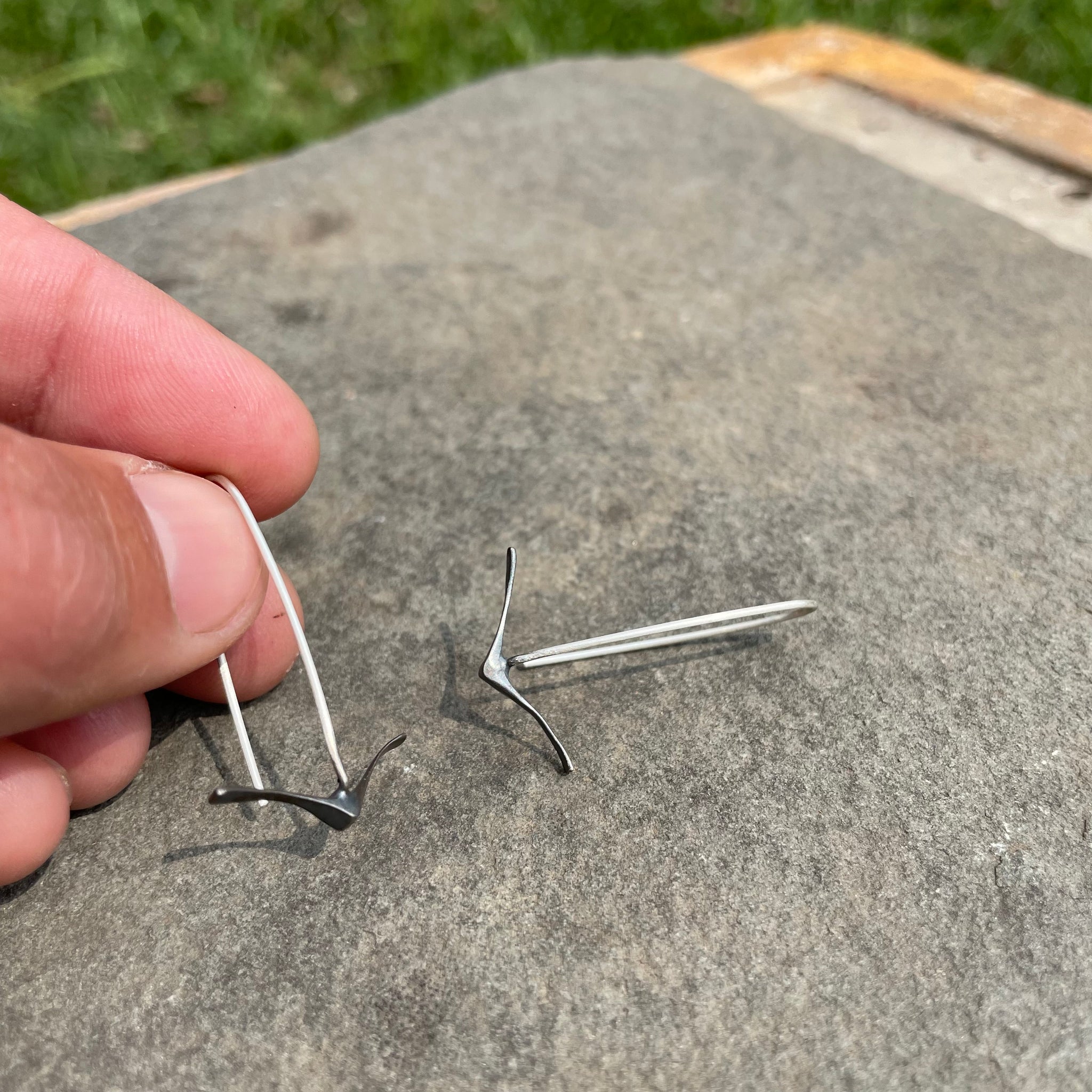 Tiny Seagull Dangle Earrings by Blackwing Metals