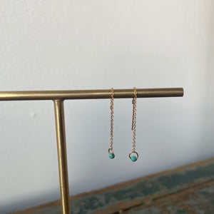 Turquoise 14k Gold Fill Threader Earrings by 8.6.4 Design