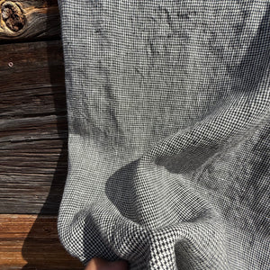 Tuz Fringe Linen Scarf in Houndstooth by Fog Linen