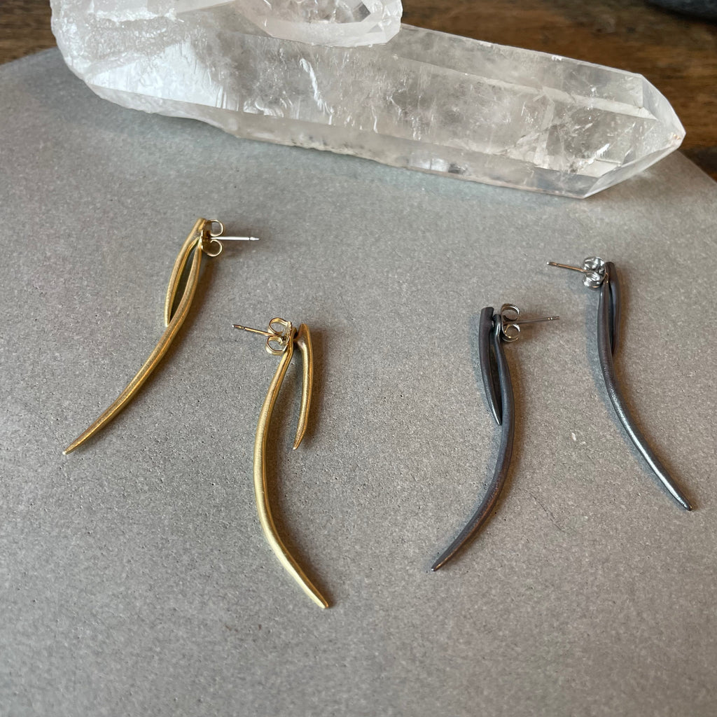 Two Part Quill Earrings by Blacking Metals