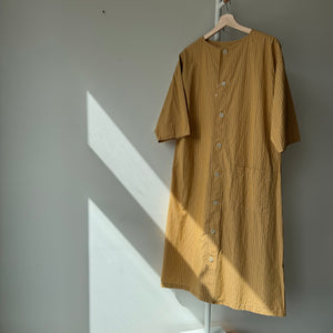 Two way (Reversible) Dress Cotton Linen Stripe in Yellow by Sarahwear