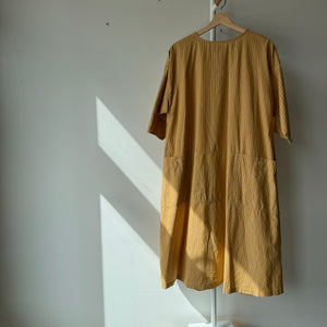 Two way (Reversible) Dress Cotton Linen Stripe in Yellow by Sarahwear