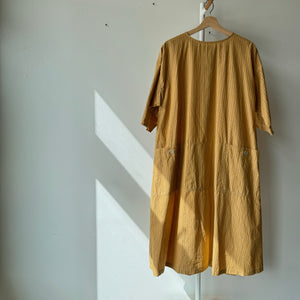 Two way (Reversible) Dress Cotton Linen Stripe in Yellow by Sarahwear