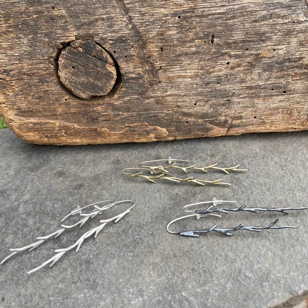 Vine Dangle Earrings by Blacking Metals