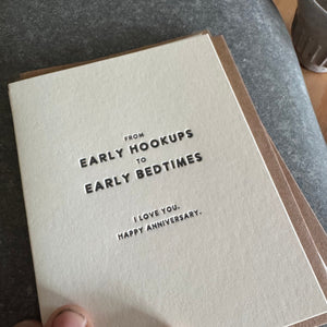 Early Bedtimes Letterpress Greeting Card by Sapling Press