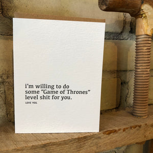 Game of Thrones Letterpress Greeting Card by Sapling Press - Upstate MN 