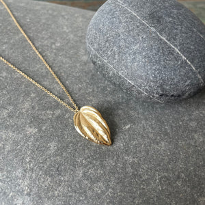 18" Gold Vermeil Peperomia Leaf Necklace by Tree Trunk Arts