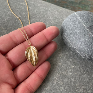 18" Gold Vermeil Peperomia Leaf Necklace by Tree Trunk Arts
