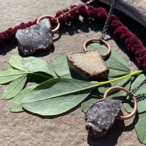 24" Amethyst Druzy Necklace on Copper Chain by Hawkhouse
