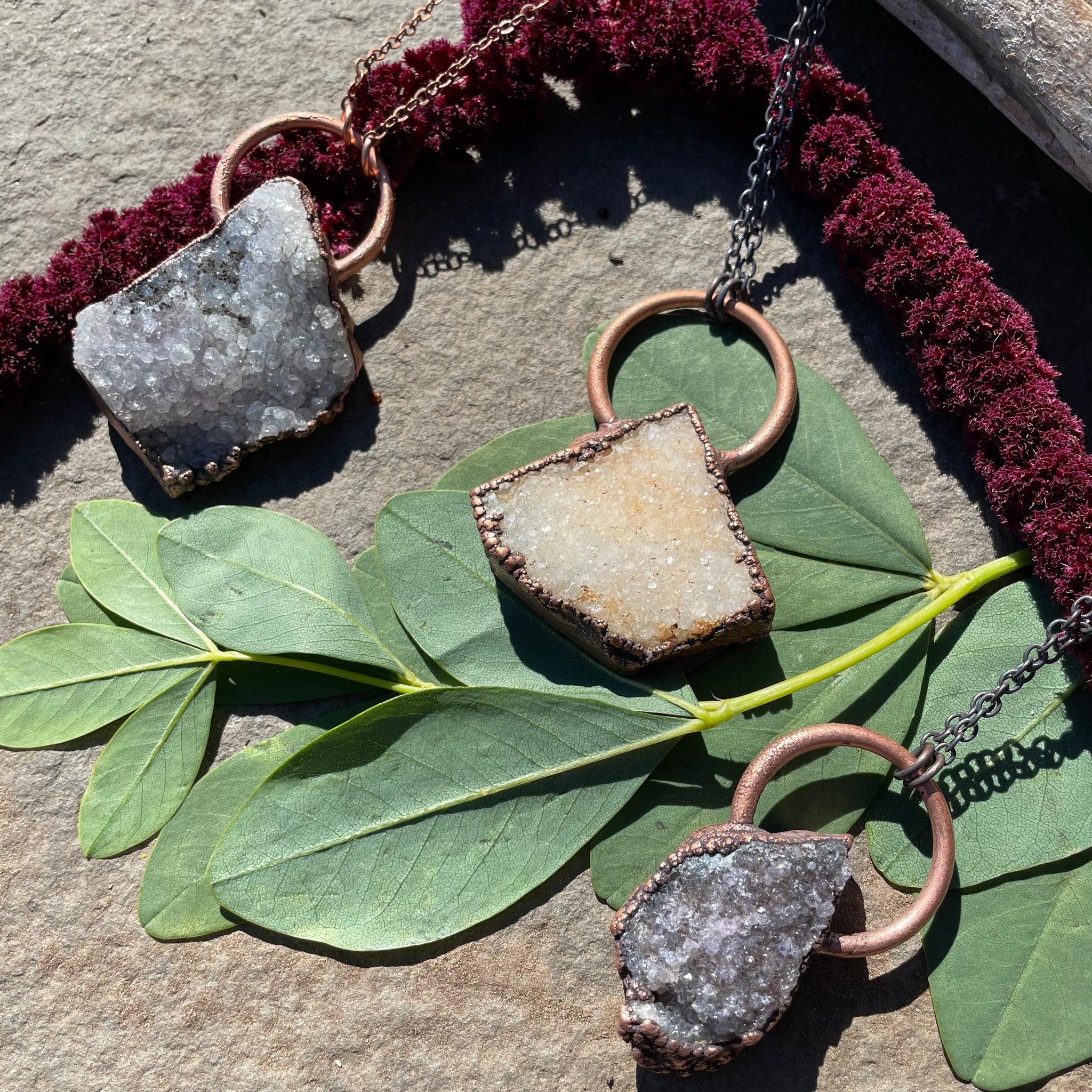 24" Amethyst Druzy Necklace on Copper Chain by Hawkhouse