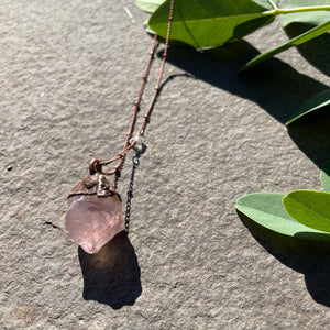 24" Rose Quartz Necklace on Copper Chain by Hawkhouse