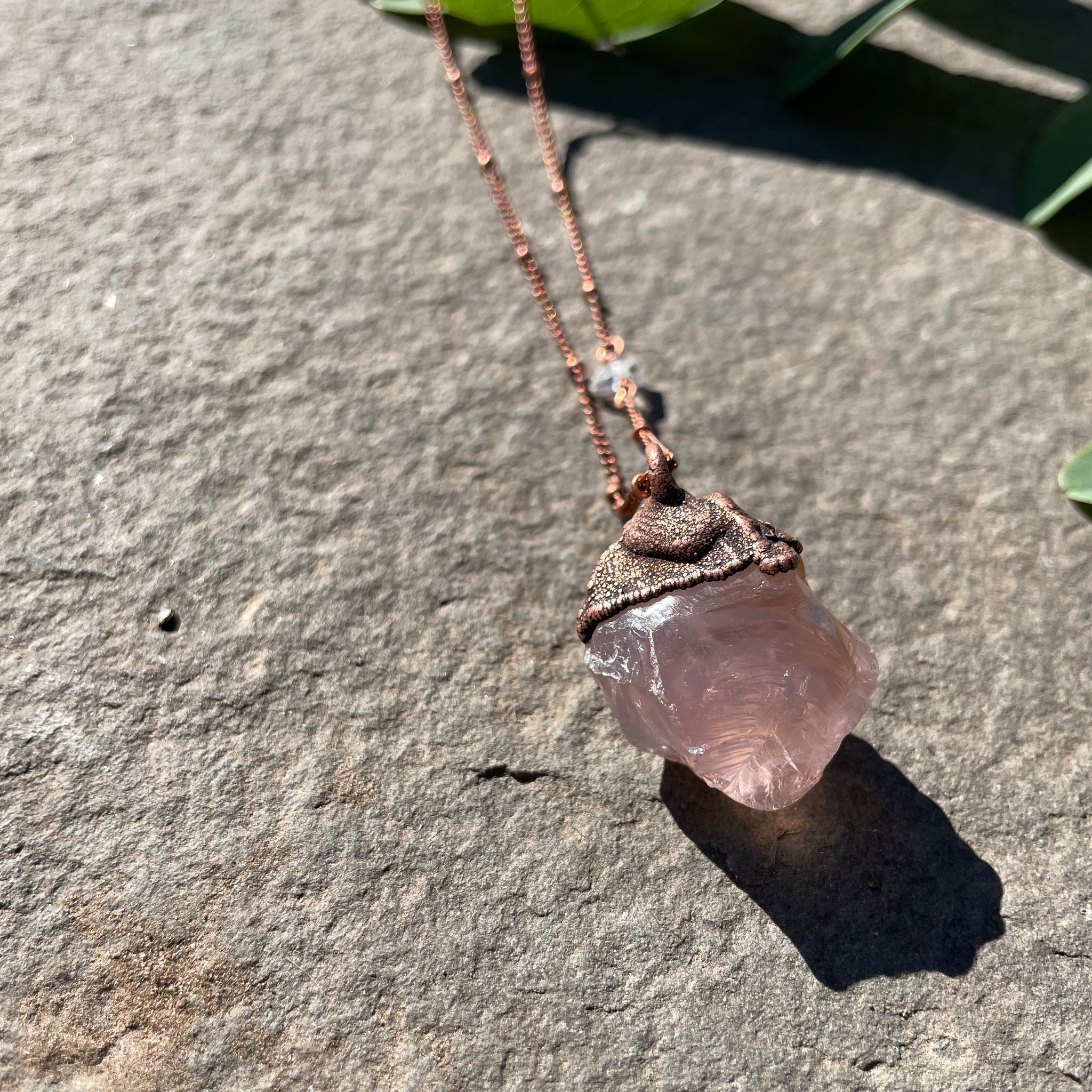 24" Rose Quartz Necklace on Copper Chain by Hawkhouse