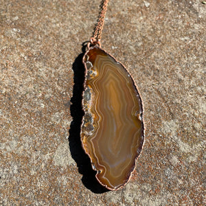 30" Agate Slice Necklace on Copper Chain by Hawkhouse